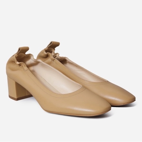 Everlane Leather The Day Block Heel Nude Blush Beige Tan Size 8.5 - Picture 1 of 8